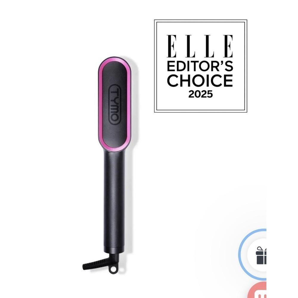 TYMO RING Hair Straightener Brush Ionic Heating HC100 Black Pink